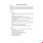 Case Manager Job Description example document template