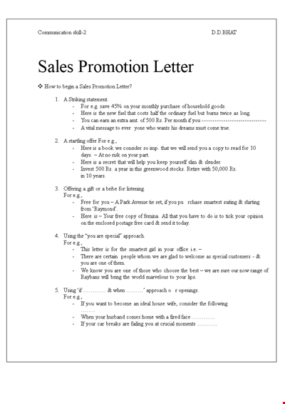 Insurance Sales Promotion Letter