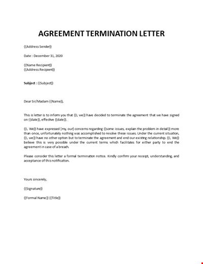 Agreement Cancellation Letter