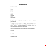 Income Verification Letter example document template