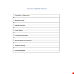Business Executive Summary Template - Streamline Your Description and Seize Opportunity example document template