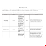 Employee Mandatory Training Schedule Template example document template
