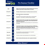 Pre Seminar Checklist Template example document template
