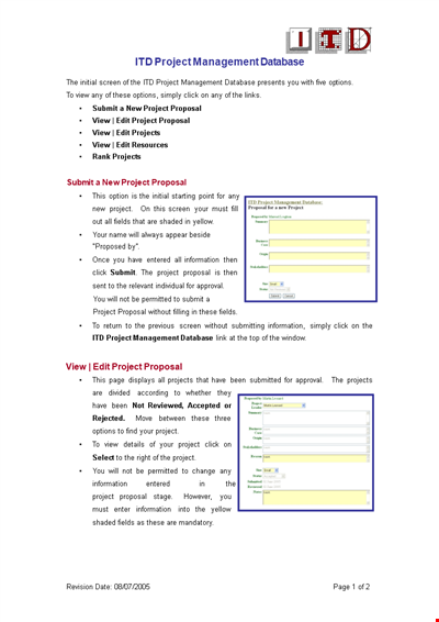 Itd Project Management Database