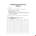 Equipment Maintenance Log Template example document template