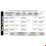 Free Meal Calendar: Find Free Meals at the Salvation Centre example document template