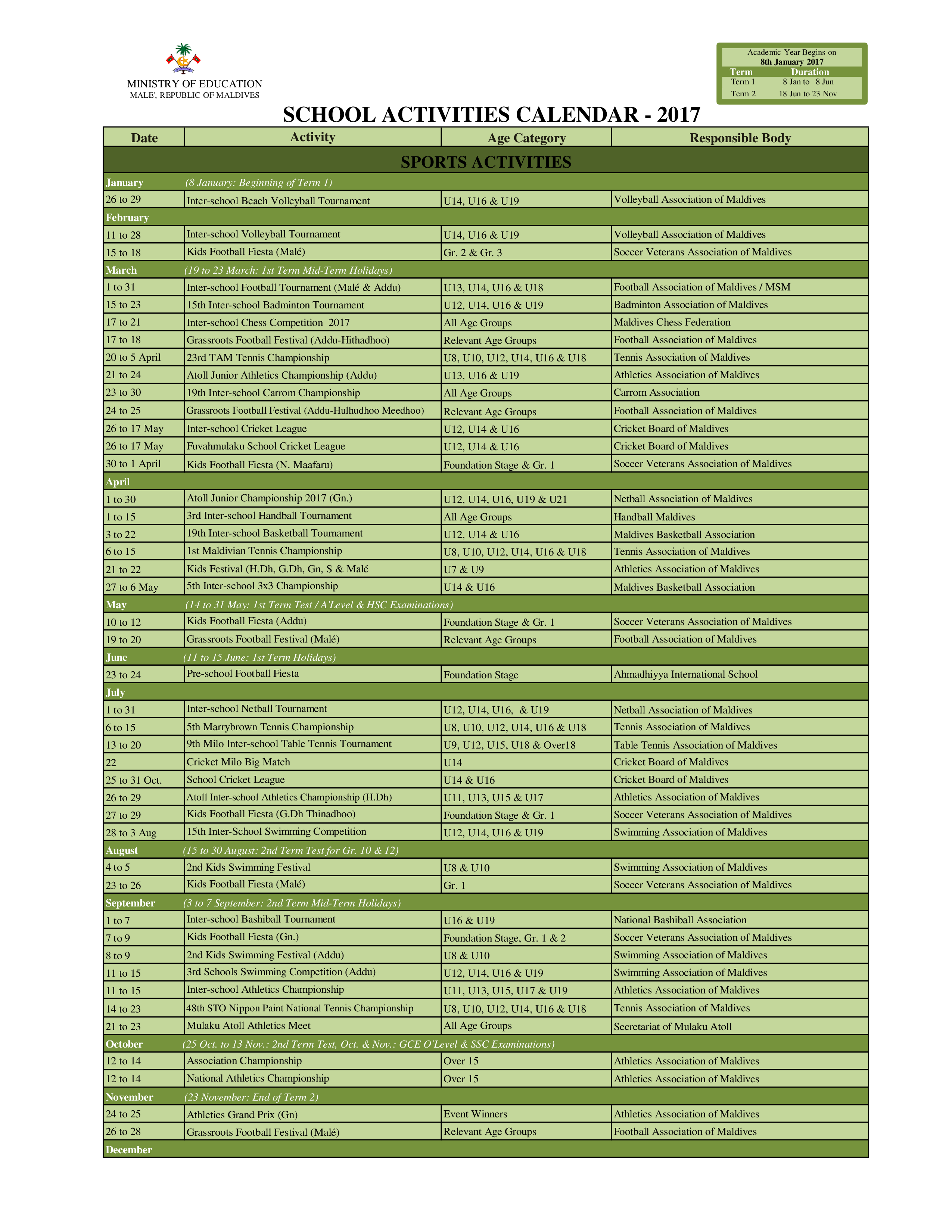 School Calendar Template 2025 25