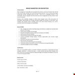 Brand Marketer Job Description example document template