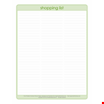 Printable Grocery List Template for Organized Shopping example document template