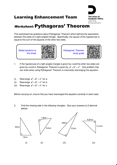 Pythagorean Theorem Learning Paper