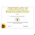 Printable Participation Certificate for Everyone | Free Certificate example document template