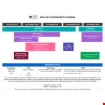 School Assessment Calendar Template example document template