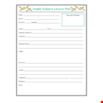 One Subject Lesson Plan Template example document template