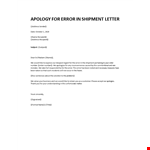 Apology for error in shipment letter example document template