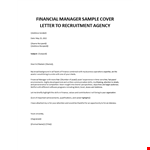 Financial Manager sample cover letter example document template