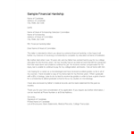 Hardship Letter Template - Financial Aid for Scholarship Candidates example document template