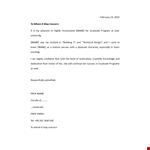 Highly Recommended Teacher Recommendation Letter Template for Graduate Students example document template