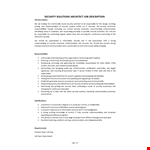 Security Solutions Architect Job Description example document template