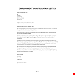 Letter of confirmation of employment example document template