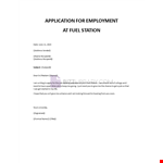 Application for Employment at Fuel Station example document template