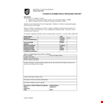 Student Placement Incident Report example document template 