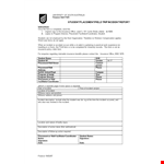 Student Placement Incident Report example document template
