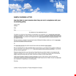 Tenant Warning Letter Violation Pdf example document template 