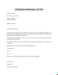 Vendor Approval Letter