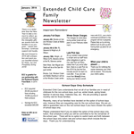 School Newsletter Template for Extended Child Care Families example document template