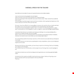 Teacher Farewell Speech  example document template