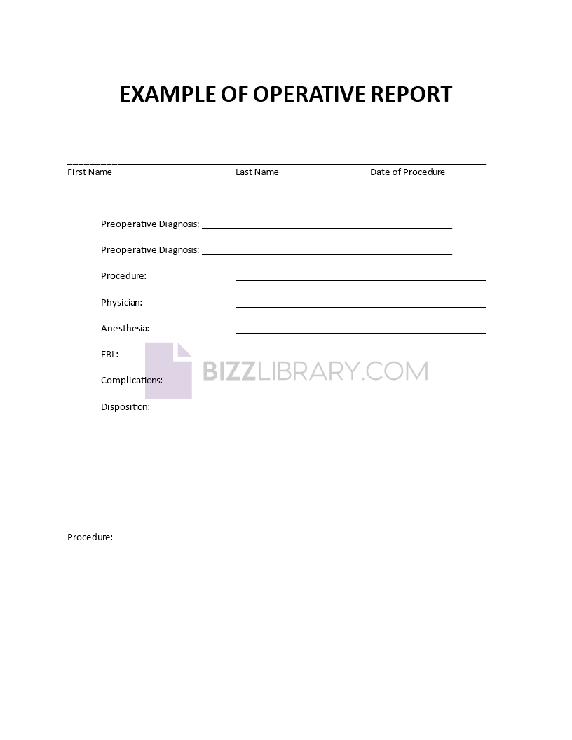 operative report example template Main Image operative report example template template
