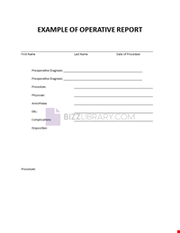 Operative Report Example Template