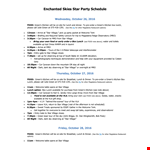 Star Party Schedule example document template