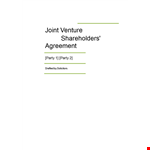 Joint Venture Shareholders Agreement example document template