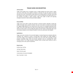 Triage Nurse Job Description example document template