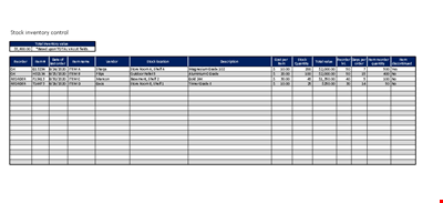 Stock Inventory Control Template Excel Free | Bizzlibrary