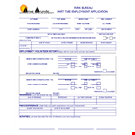 Employment Application Template - School, Experience, Employment & Volunteer example document template