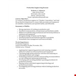 Production Engineering Resume example document template