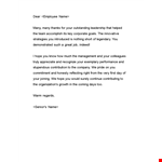 Outstanding Leadership – Thanks for Your Help | Recognition Letter example document template 