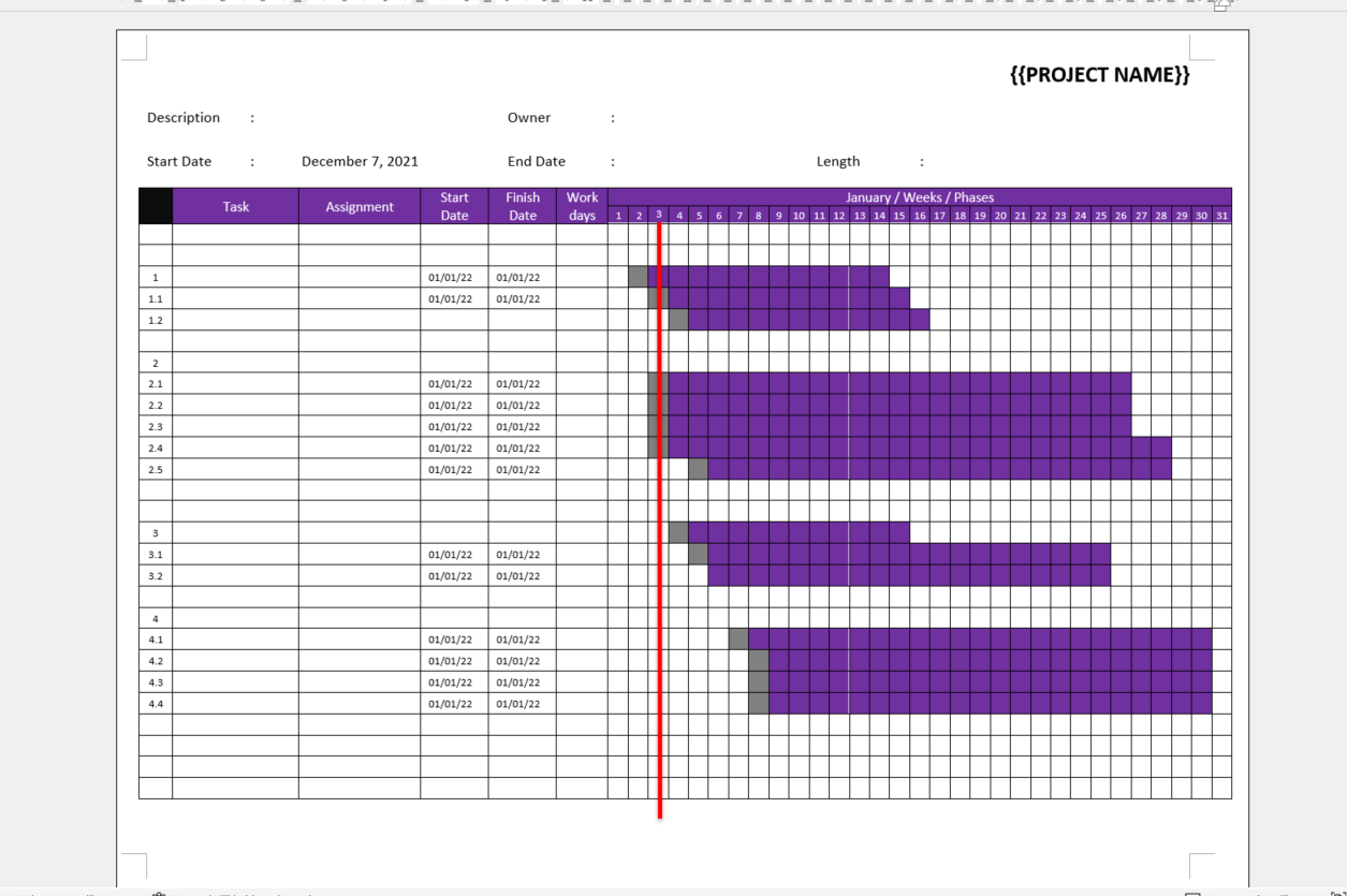 gantt chart template template