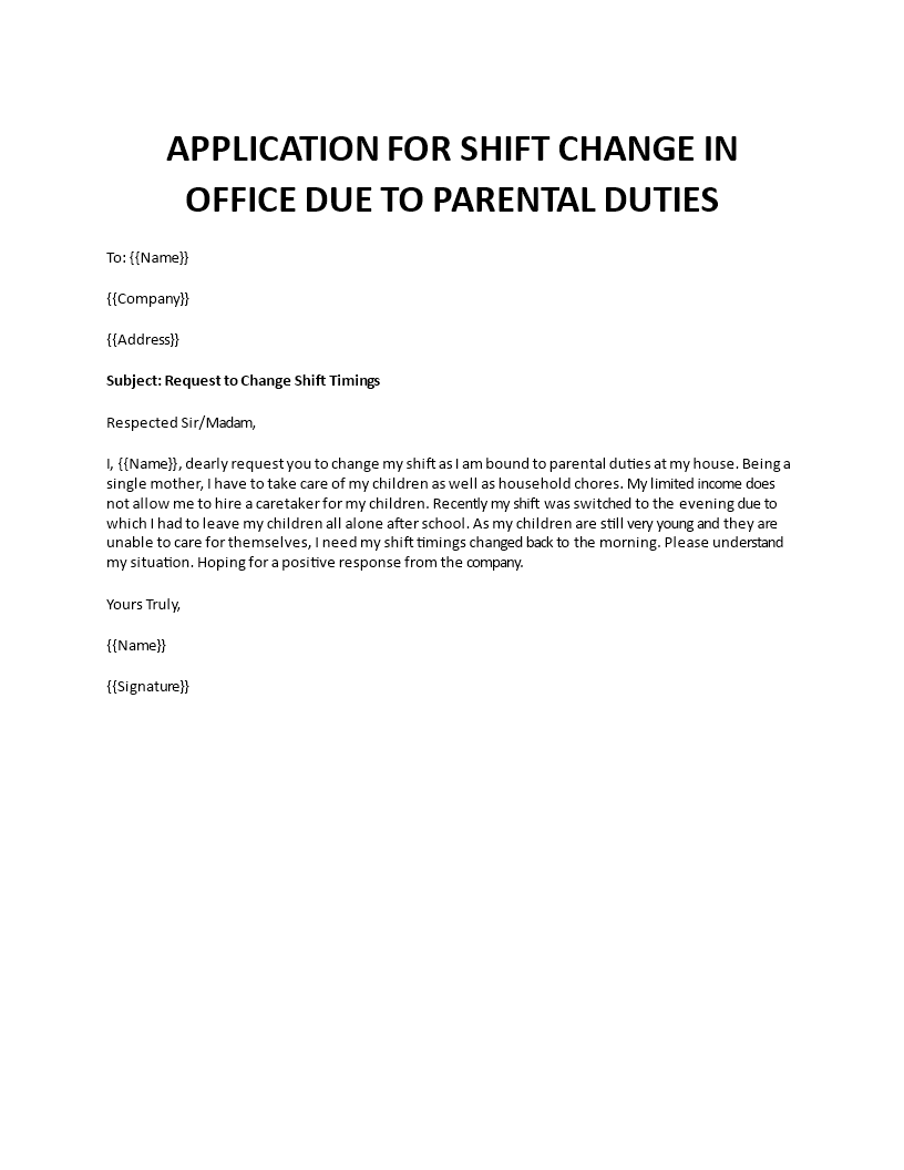 Sample Letter To Change Shift At Work sample-letter-to-change-shift-at-work