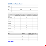 Childcare Rate Sheet Template for Daily Rates example document template