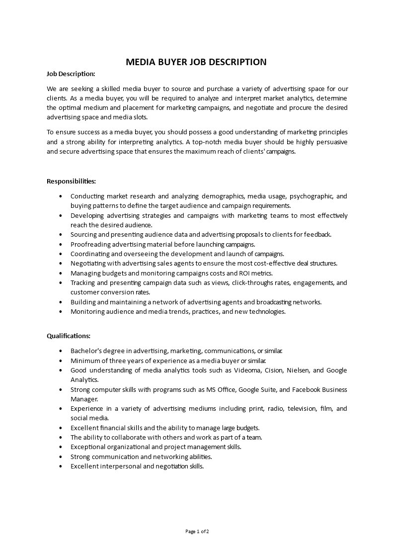 media buyer job description Main Image media buyer job description