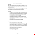 Media Buyer Job Description  example document template