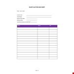 Silent Auction Bid Sheet example document template