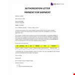Letter of Authority for Customs Clearance example document template