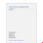 Software Project Management Plan Example example document template 