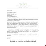 Customer Service Representative Position Cover Letter example document template