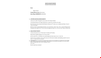 Monthly Goals Example in Word