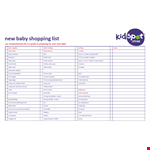 Essential Baby Shopping List: Printables for Nappy, Cotton, Bottle example document template